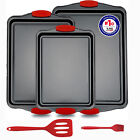 New Listing5 Pieces Nonstick Baking Tray Cookie Sheets Pan Set with Brush Spatula US STOCK