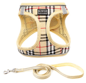 Plaid Design No Pull Durable Fabric Adjustable dog harness with Handle