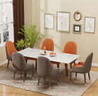 Top-class Dining Set Dinner Table and Leather Chairs Marble Top for 6-8 People