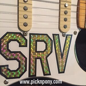 SRV Vaughan GOLD Holographic Prism Black Outline Sticker Decal LENNY Guitar