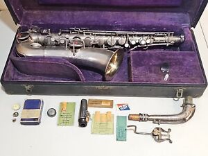 New ListingVintage 1921 Silver C.G. Conn New Wonder C Melody Saxophone Sax + Original Case