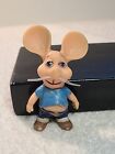 Vintage Topo Gigio Rubber  Mouse Figure From Argentina, Whiskers, Blue T-shirt