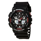Casio Men's Watch G-Shock Black and Red Ana-Digital Dial Strap Watch GA100-1A4