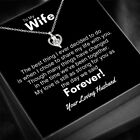 To My Wife Love Heart Necklace Pendant, Anniversary, Birthday, Christmas Gift