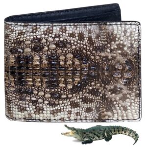 Men Alligator Wallet Natural Leather Bifold Money Card Holder RFID Blocking