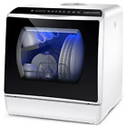 KARLXTOM AE-TDQR03 Portable Countertop Dishwashers, 5 Programs, White/Black