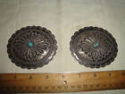 VINTAGE SILVER & TURQUOISE CONCHOS, NAVAJO NATIVE AMERICAN INDIAN MADE