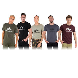 Alpha Industries Mens T-Shirt Basic T 100% Cotton deep-maroon black grey olive