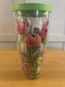 Tervis Tumbler 24 Oz. Flower Garden Hot Cold Double Wall W Spill Resistant Lid