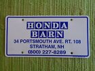 Vintage Honda Barn DEALER License Plate Stratham New Hampshire Tag NH