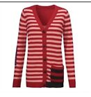 CAbi Picnic Cardigan Summer Stripe Red and Pink Style 5446 Size Medium Sz L