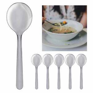 6 Pc Windsor Bouillon Spoon Round Soup Spoons Dinner Stainless Steel Serving