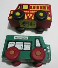 THE MONTGOMERY SCHOOLHOUSE WOODEN TOY FIRE DEPT AND RECYCLING TRUCK LOT OF 2