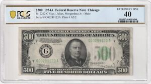 Mule $500 1934A Federal Reserve Note Chicago Circulated PCGS 40 Comment