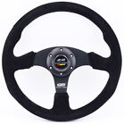 Car Sport Steering Wheel Horn Button Mugen Black Suede 14