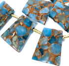 28mm Aquamarine Quartz with Pyrite /Gold Vein Ladder Trapezoid Pendant Beads (5)