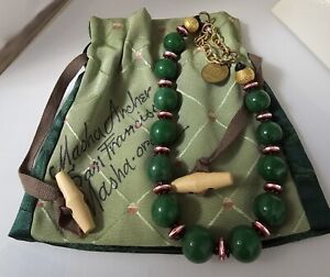 Masha Archer San Francisco Vintage Green Nephrite Necklace With Bag.