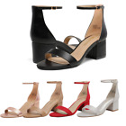 Women Low Heel Pump Shoes Ankle Strap Open Toe Wedding Dress Heel Sandals