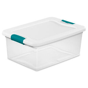 Sterilite 15 Quart Latching Storage Box, Stackable Bin with Latch Lid, 12 Pack