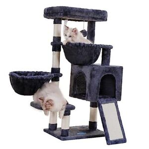 Cat Tree, Cat Tower for Indoor Cats, Cat House with Large 35.4 inch Smoky Gray
