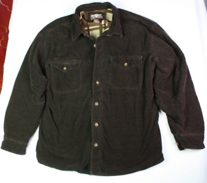 Vintage Levis Corduroy Shacket Mens XL Flannel Lined Shirt Jacket Dark Brown Y2K