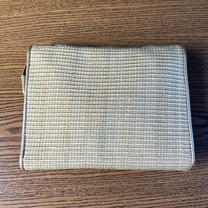 vintage etienne aigner woven beige tan Crossbody Clutch Wallet Fold Out