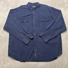 Abercrombie & Fitch Flannel Shirt Men's 2XL Blue Plaid Polyester Long Sleeve