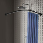 L Shaped Shower Curtain Rod Stainless Steel Bathroom Shower Pole Rail Adjustable