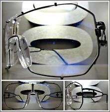 OVERSIZED VINTAGE RETRO SHIELD Style Clear Lens EYE GLASSES Huge Big Black Frame