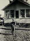 New ListingLittle Boy Holding Lunch Box In Front Of House B&W Photograph 3.5 x 5