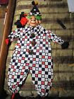 Childs Vintage Clown Costume Creepy Jumpsuit Ruffle Collar & Hat Scary
