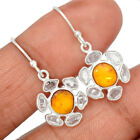 Natural Baltic Amber & Herkimer Diamond 925 Silver Earrings SY6 CE28642