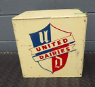 Vintage UNITED DAIRIES Wood Milk Box Delivery Crate Wooden Porch Box Denver Co