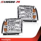 Fit For 2005-2007 F250 F350 F450 Super Duty LED DRL Clear Lens Headlights Lamps (For: More than one vehicle)