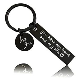 Couple Keychain Gifts for Him Men, Funny Boyfriend You Have My Heart and My