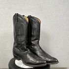tony lama boots mens 10.5D black leather upper embroidered grunge western cowboy