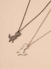 2pcs Dinosaur Pendant Necklace For Couples Gift for Best Friends Friendship