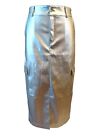 Soho Apparel Young Contemporary Metallic Maxi Pencil Skirt With Front Slit Sz L