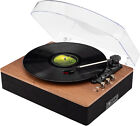 SoundBeast Retro Wooden Turntable Vinyl Record Player, Bluetooth, 3.5mm Aux, USB