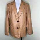 NEW A New Day Faux Leather Blazer Jacket MEDIUM Relaxed Oversized Tan 2 Button