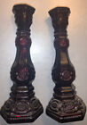 Set Of 2 Avon Cape Cod  Ruby Red Glass Candle Stick Holders W/perfume