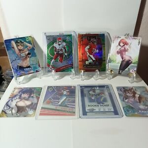 LOT OF 4 NFL NUMBERED ROOKIE FOOTBALL CARDS + 4 GODDESS STORY HOLO CARDS