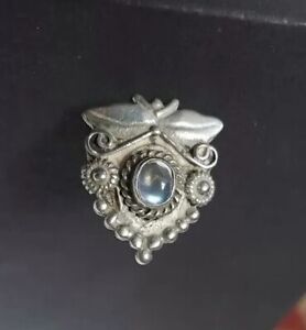 Antique Moonstone Sterling Silver Arts and Crafts Era Cluster Ring Large