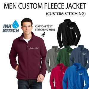 Ink Stitch Design Your Own Custom Logo Texts Stitching Men Fleece Jackets
