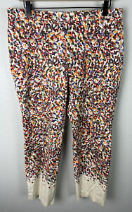 Akris Punto Multicolor Print Pattern Tapered Pants, Size 10 Side Zip Stretch