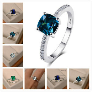 Pretty Women Wedding Jewelry Cubic Zirocn Ring 925 Silver Filled Ring Sz 6-10