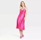 Pink Maxi Slip Dress A New Day Women's XL Ruched Adjustable Strap Satin Soft NWT