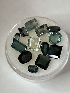 Lot Of 13 Faceted Blue/Green Tourmaline 7.5 Ct. Loose Gemstones