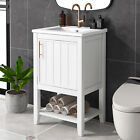 20'' Bathroom Vanity w/ Ceramic Sink, Freestanding Bathroom Cabinet, Open Shelf