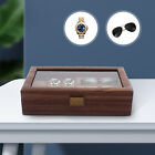 9-Slot Wooden Storage Case Holder 6 Wrist Watch Box +3 Glasses Display Organizer